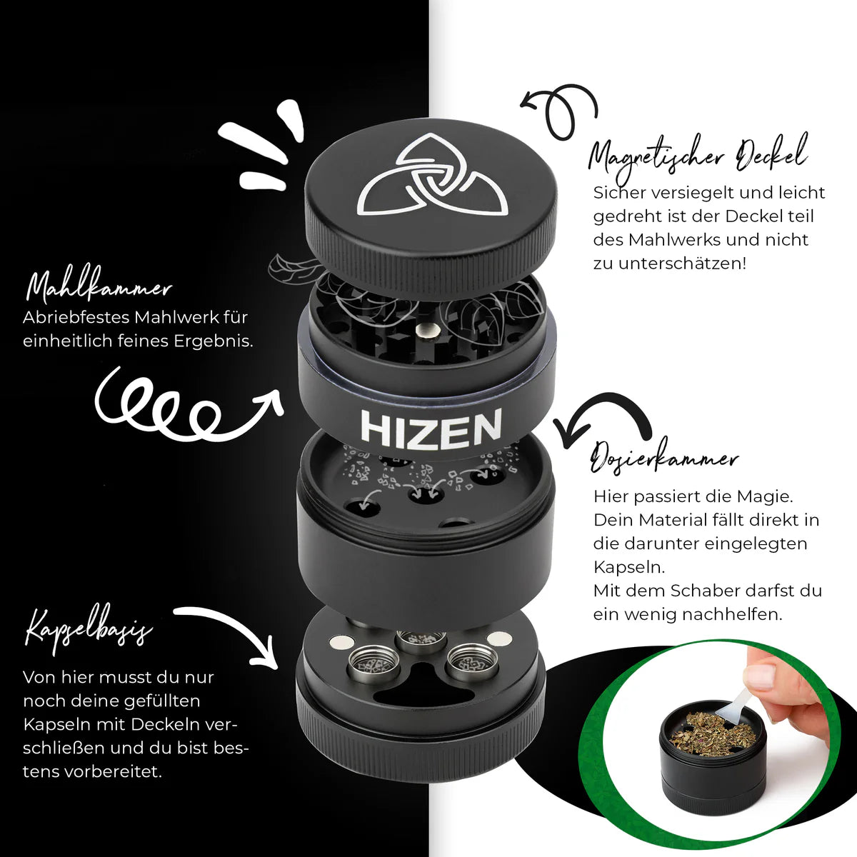 Hizen Dosier-Grinder für Dosierkapseln