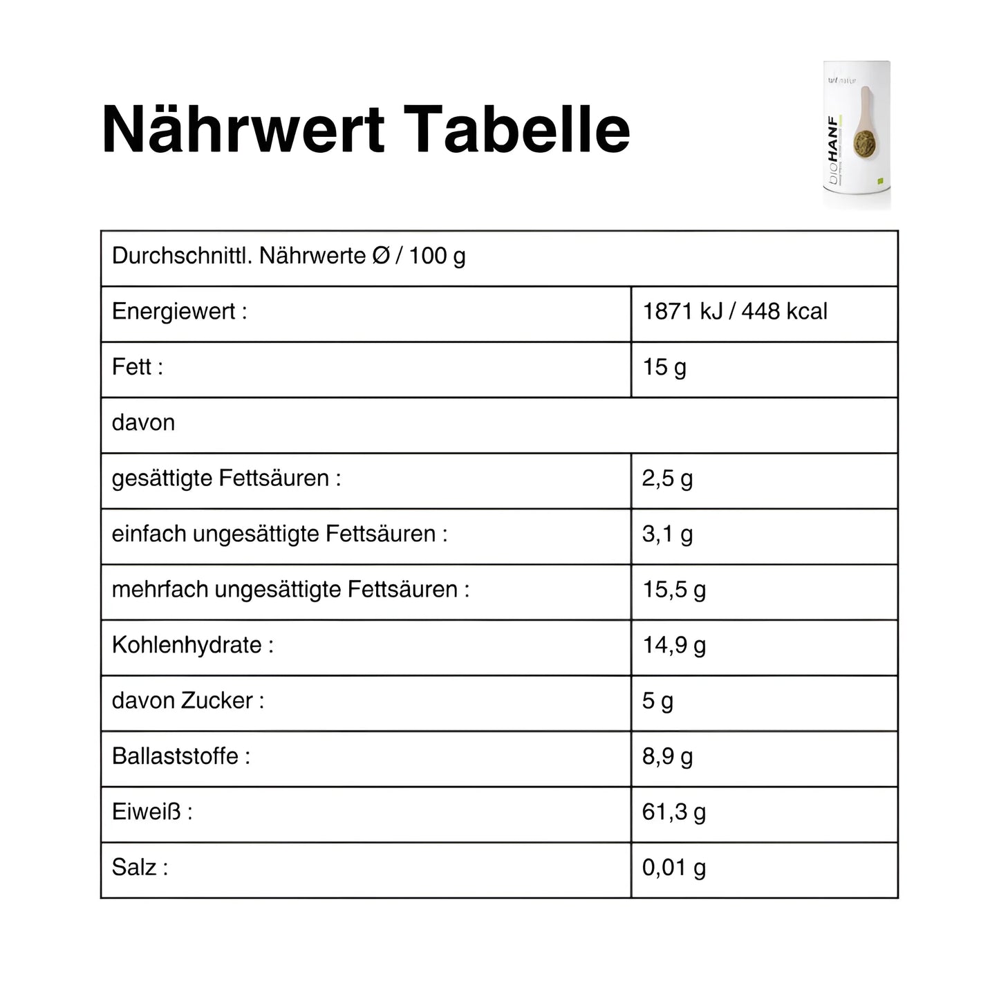 Hanfprotein - Hanf&Natur 450g