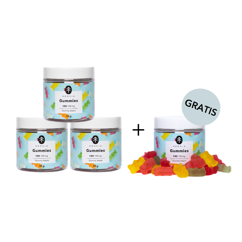 Paket von 3 + 1 CBD Gummibärchen gratis