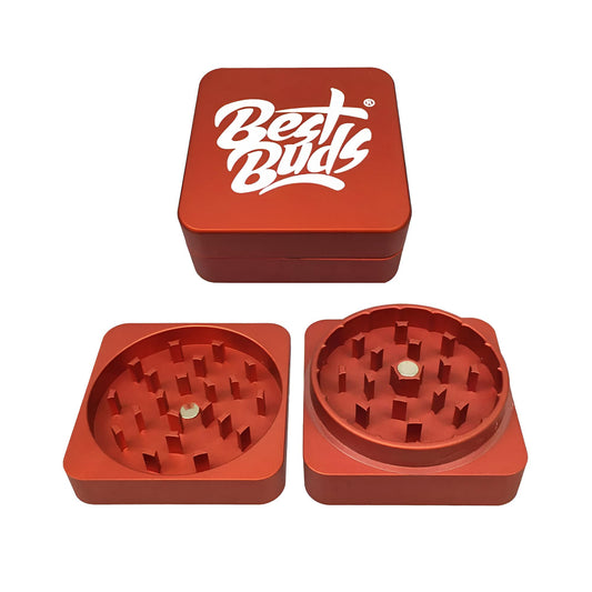 Best Buds – flacher Aluminium Grinder rot/orange