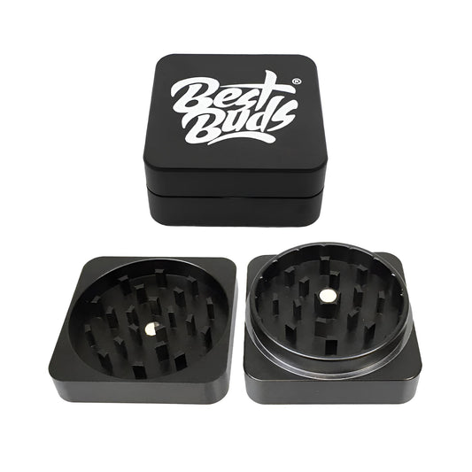 Best Buds – flacher Aluminium Grinder schwarz