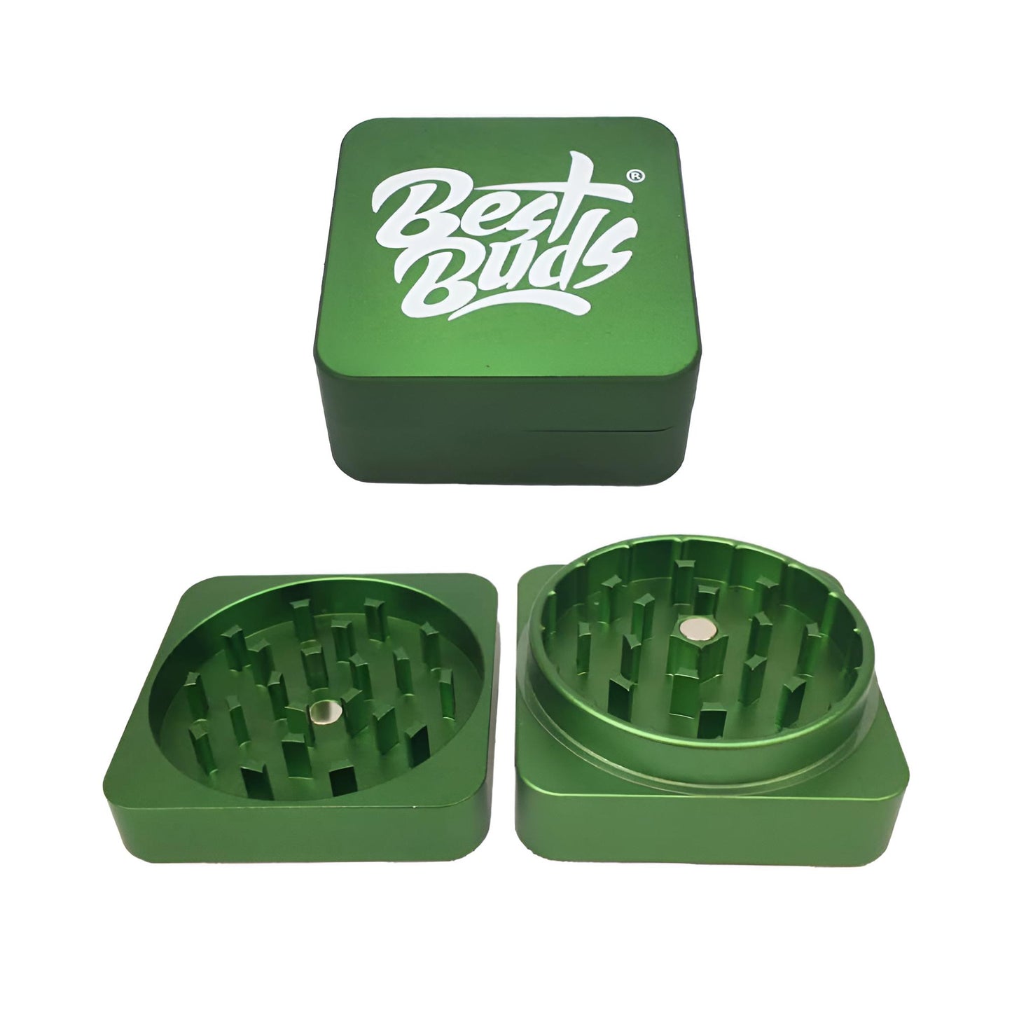 Best Buds – flacher Aluminium Grinder grün