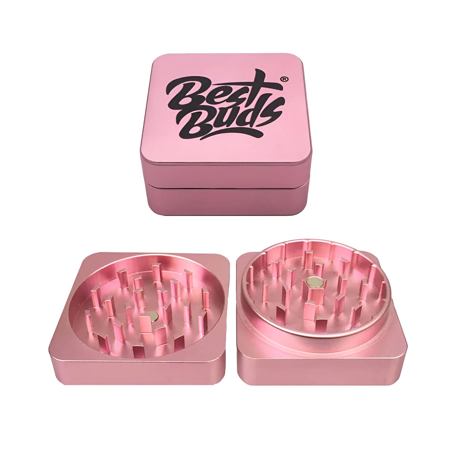 Beste Buds – flache Quadratische Aluminium Flamingo Grinder